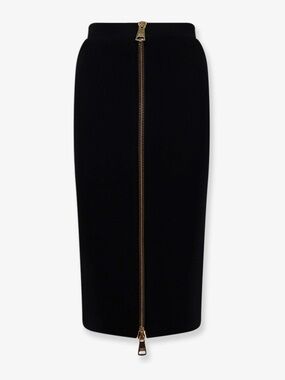 Elisabetta Franchi Midi Two-Way-Zip Skirt in Black
